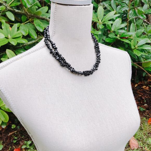 VTG Signed Jay King DTR Sterling Silver Black Onyx Double Strand Necklace 925 - Picture 2 of 12